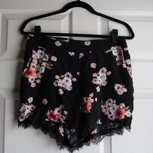 Torrid Black Floral Shorts